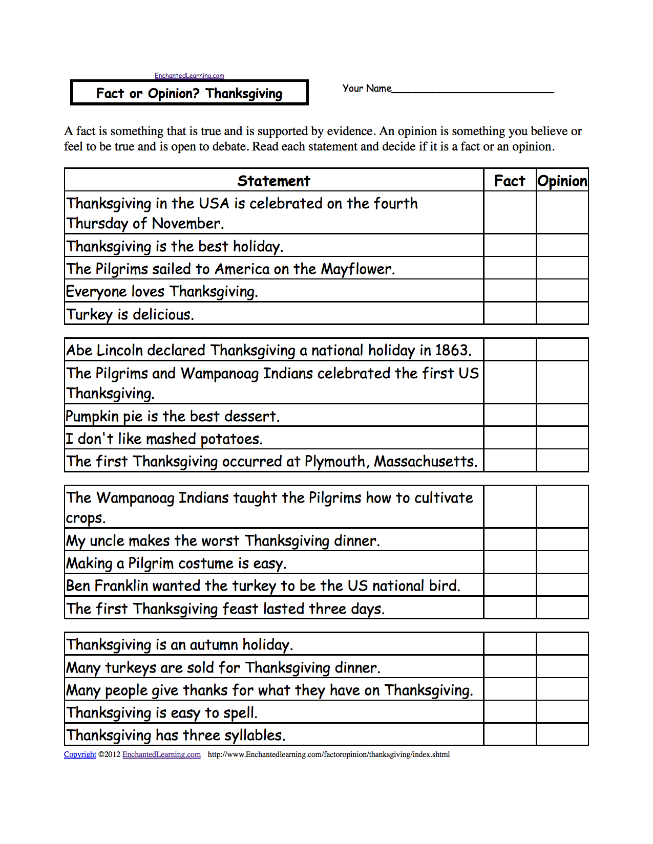 Fact Or Opinion? Checkmark Worksheets To Print