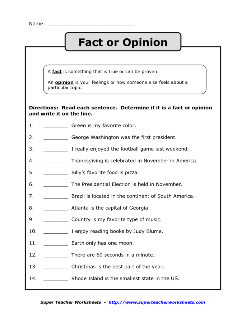 Fact Vs Opinion Worksheet   Google Search | Fact And Opinion