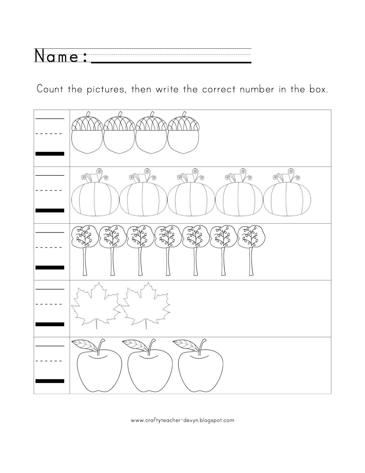 Fall Counting Worksheet | Counting Worksheets, Worksheets