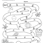 Fall Maze Activity Worksheet For Kindergarten   Free