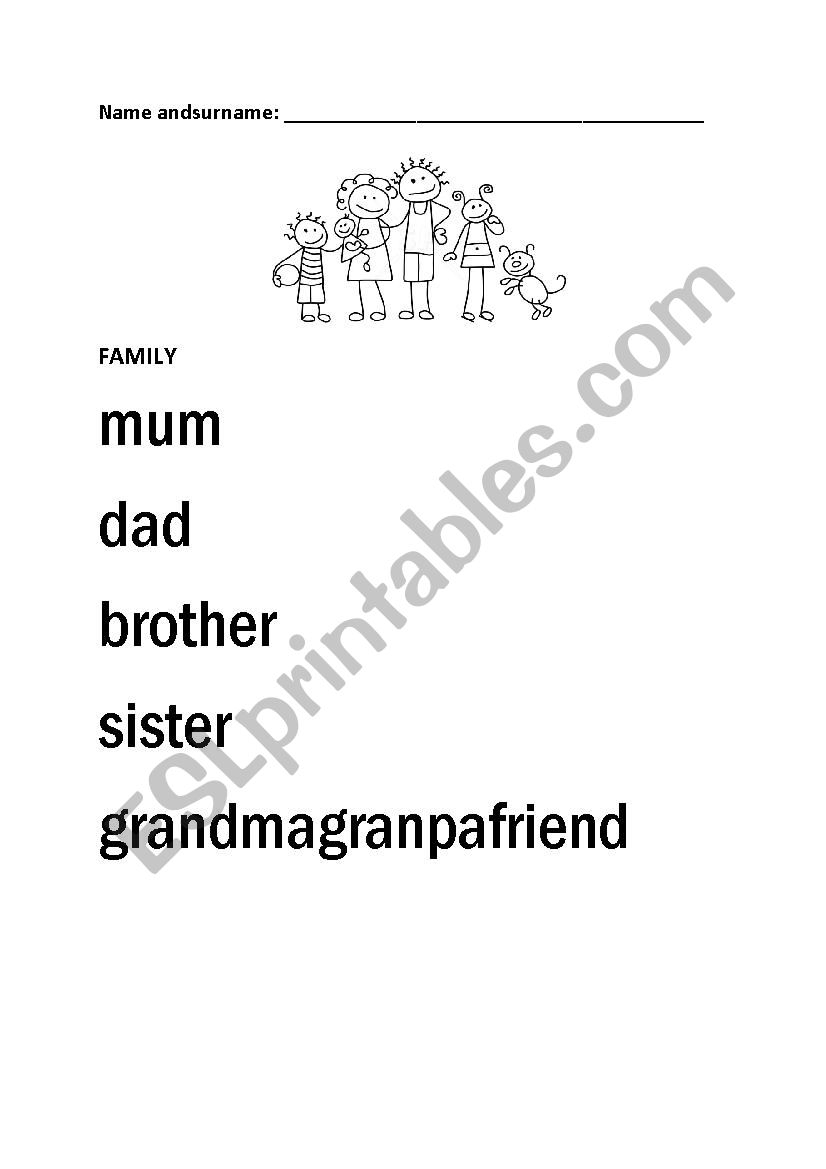 Family Members Tracing - Esl Worksheetbujucan