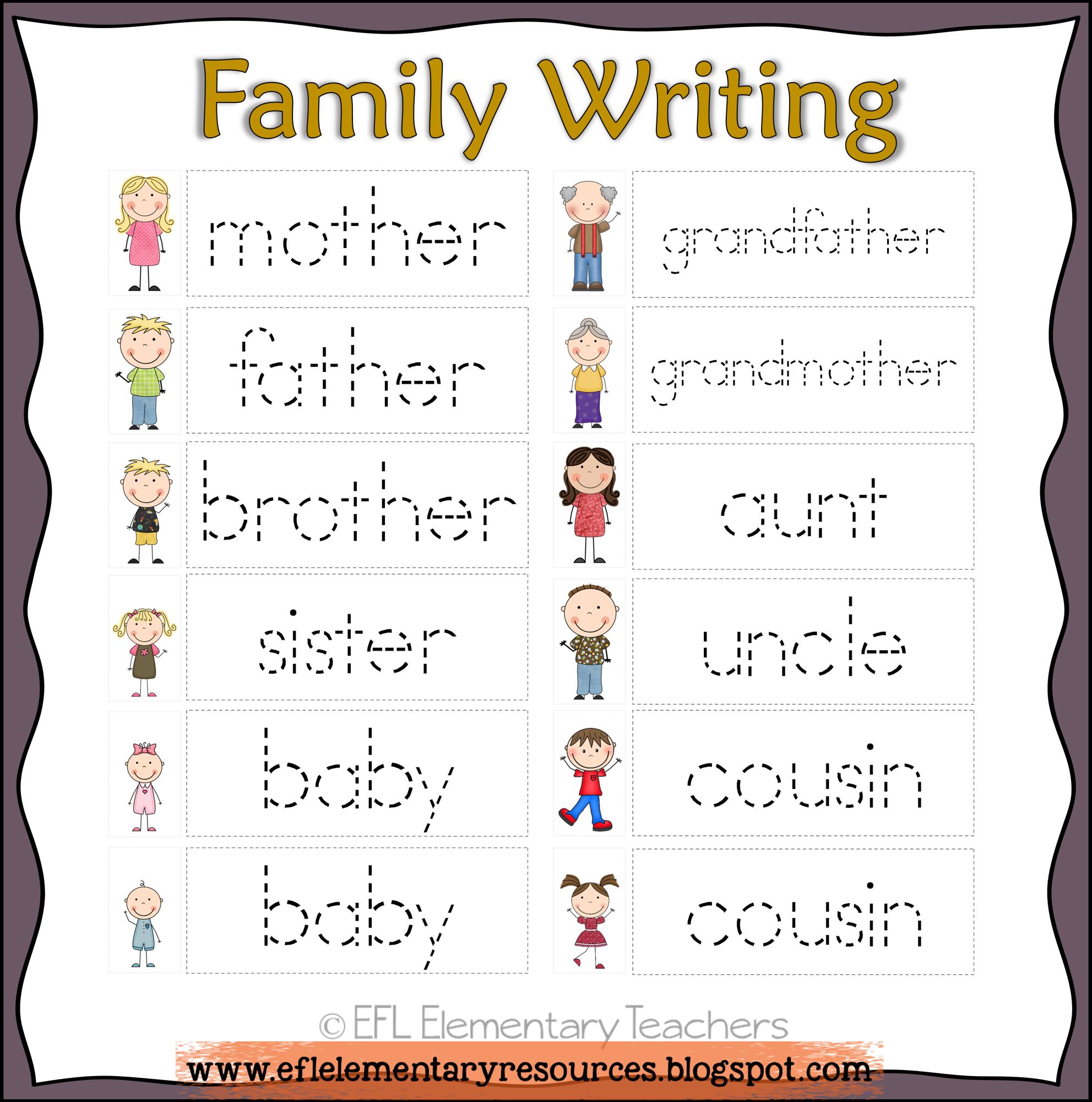 Family Worksheets For Esl Students. Writing Cards. There Are