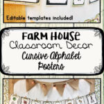 Farmhouse Classroom Decor Cursive Alphabet Posters Editable