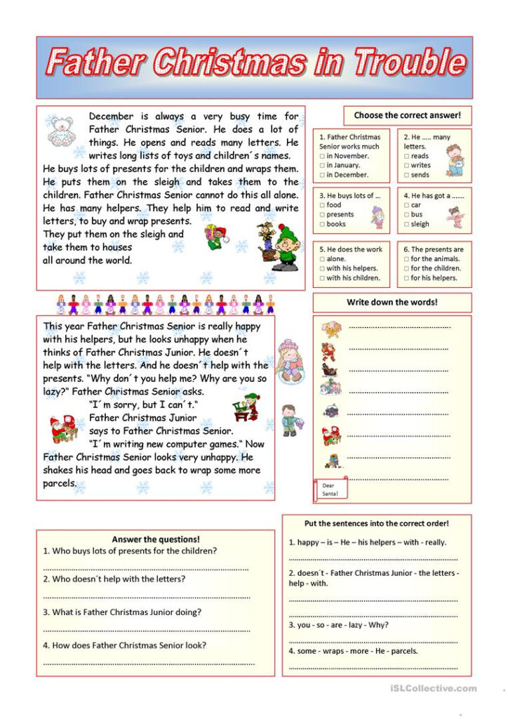 Father Christmas In Trouble (Key Included)   English Esl