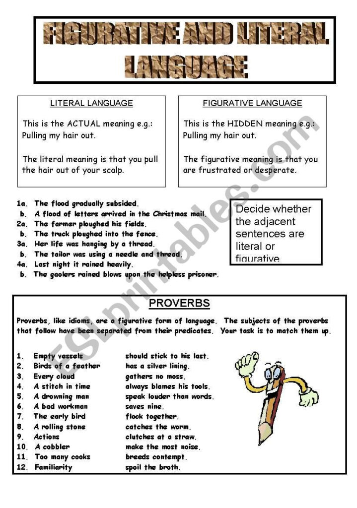 Figurative And Literal Language   Esl Worksheet5312