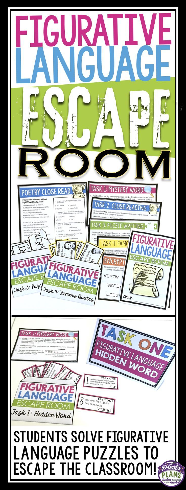 Figurative Language Escape Room Activity | Teaching