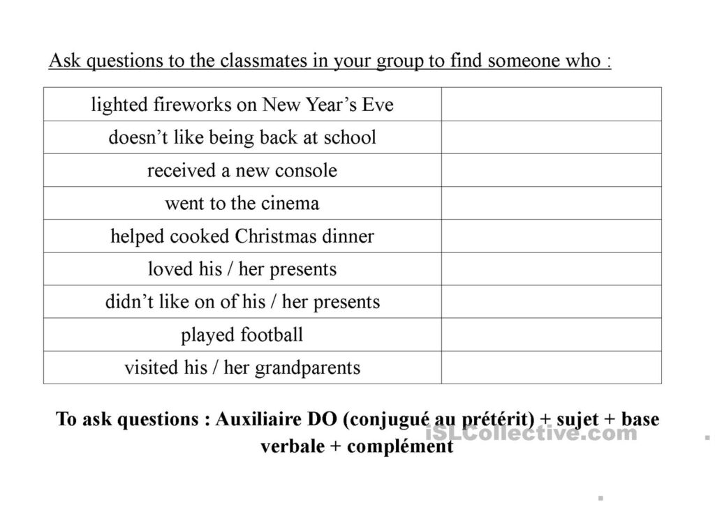 Find Someone Who Christmas Holidays   English Esl Worksheets