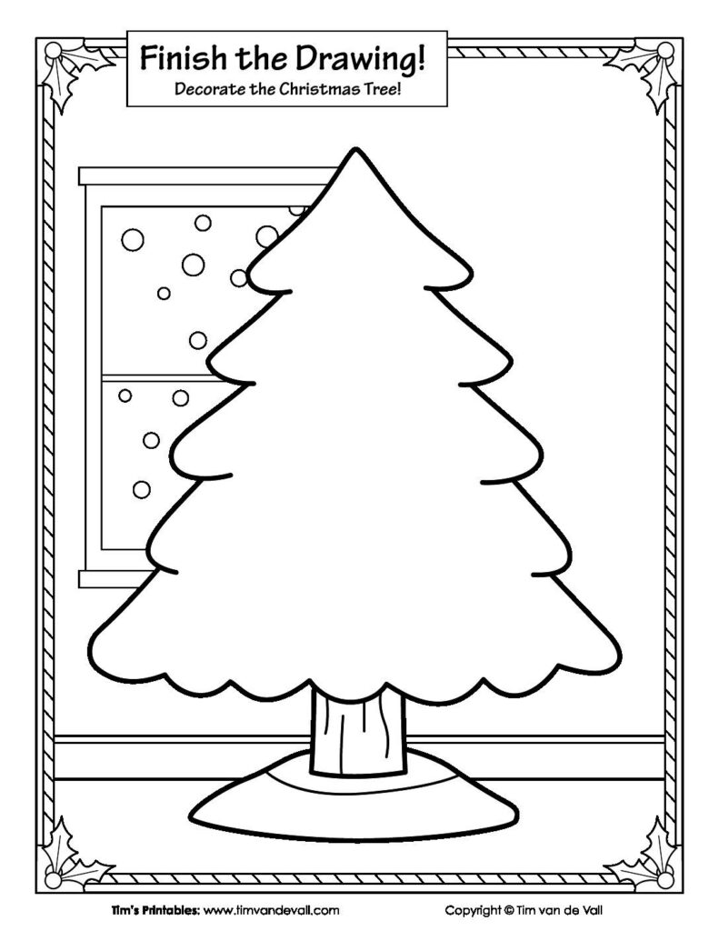 Finish The Drawing   Christmas Tree   Tim's Printables