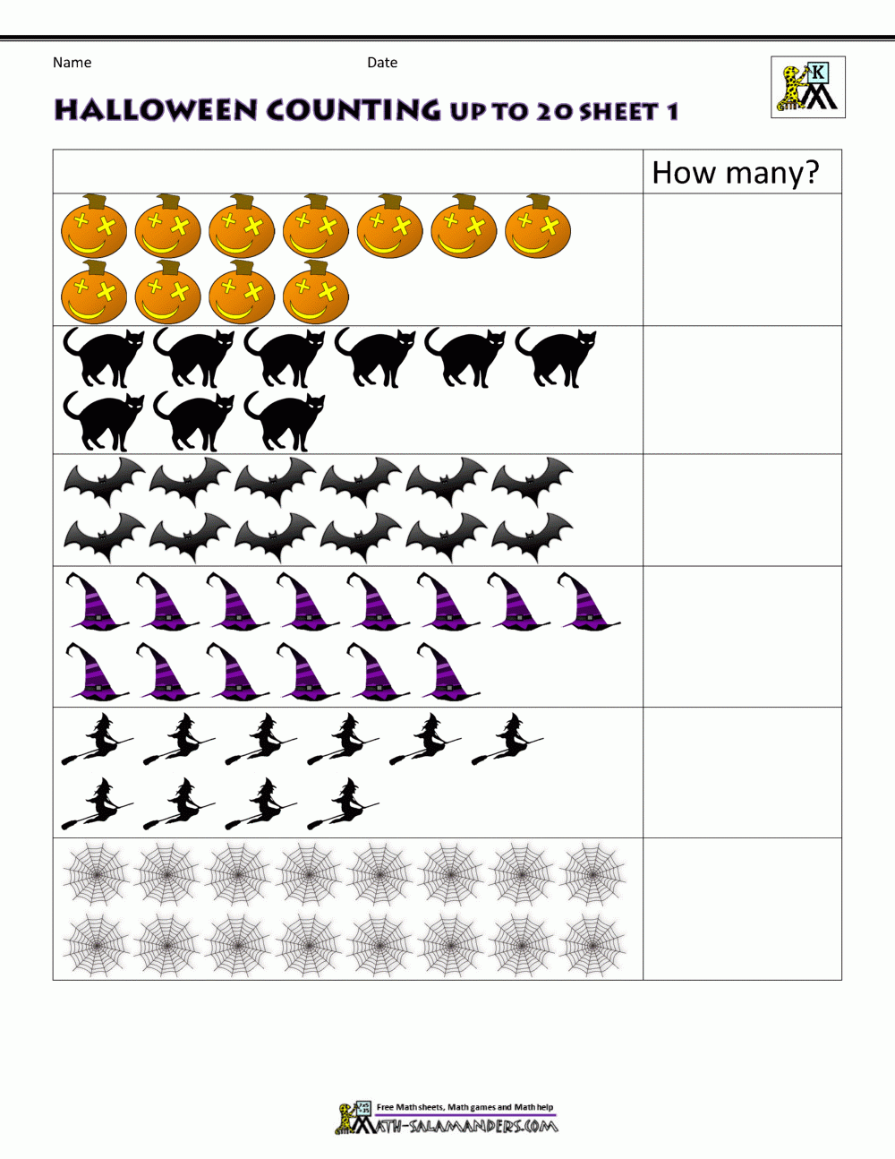 First Grade Math Worksheets Halloween