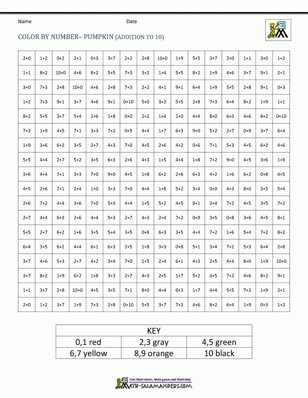 First Grade Math Worksheets Halloween