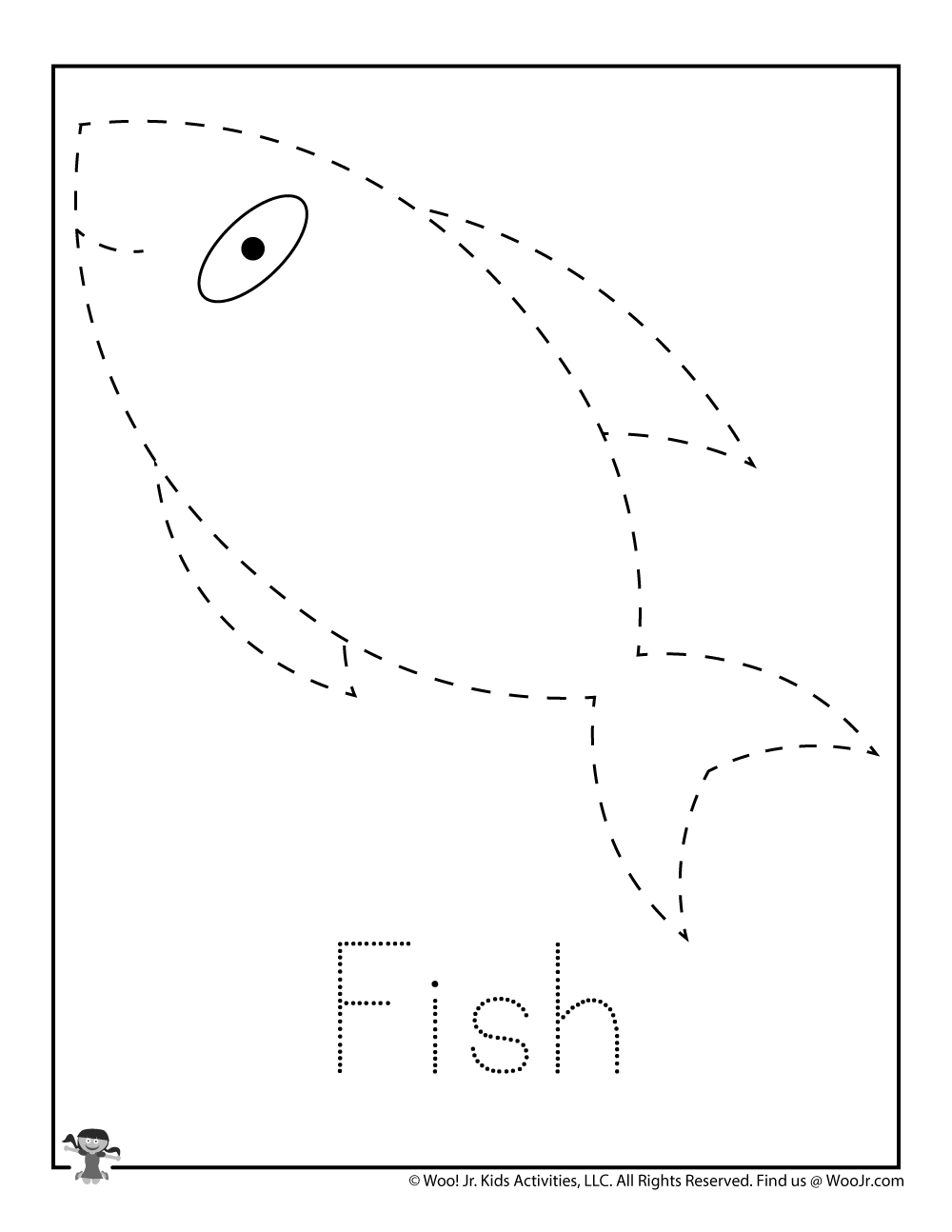 Fish Letter Tracing Worksheet For Kids | Woo! Jr. Kids