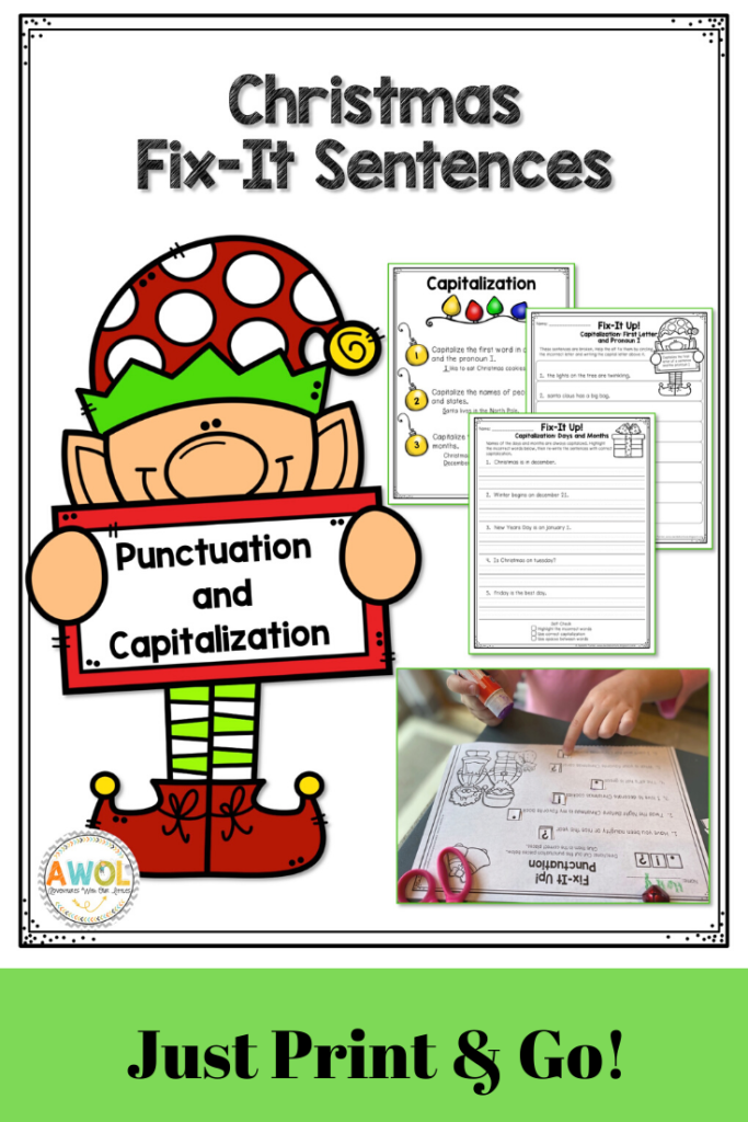 Fix It Sentences Christmas | Capitalization And Ending