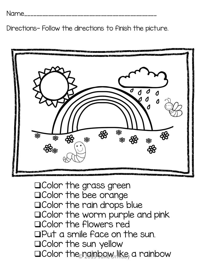 Following Direction Worksheets No Prep | Follow Directions