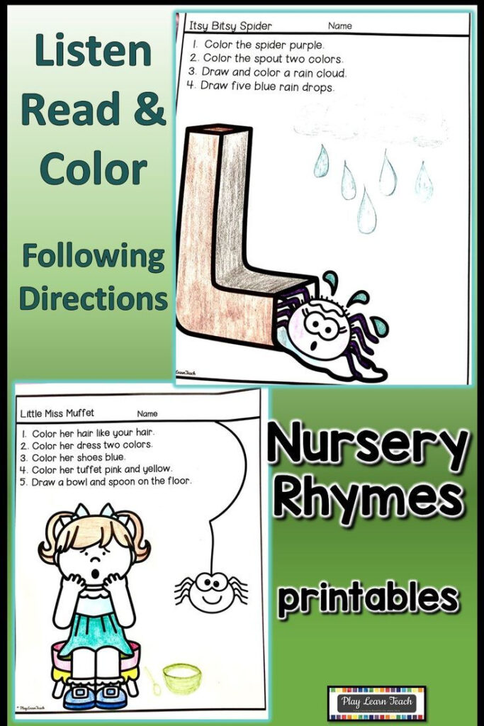 Following Directions Nursery Rhymes | Listen Read And Color