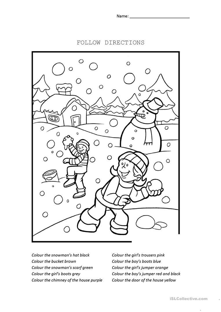 Following Directions Worksheets For Kindergarten Follow