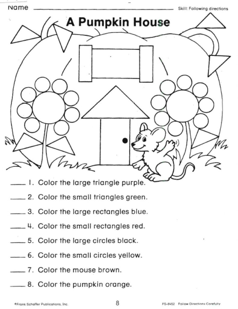 Following Directions Worksheets Shapes | Follow Directions