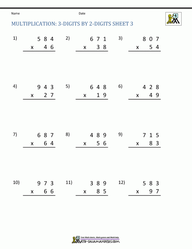 Fourth Grade Multiplication Games Two Digitworksheets