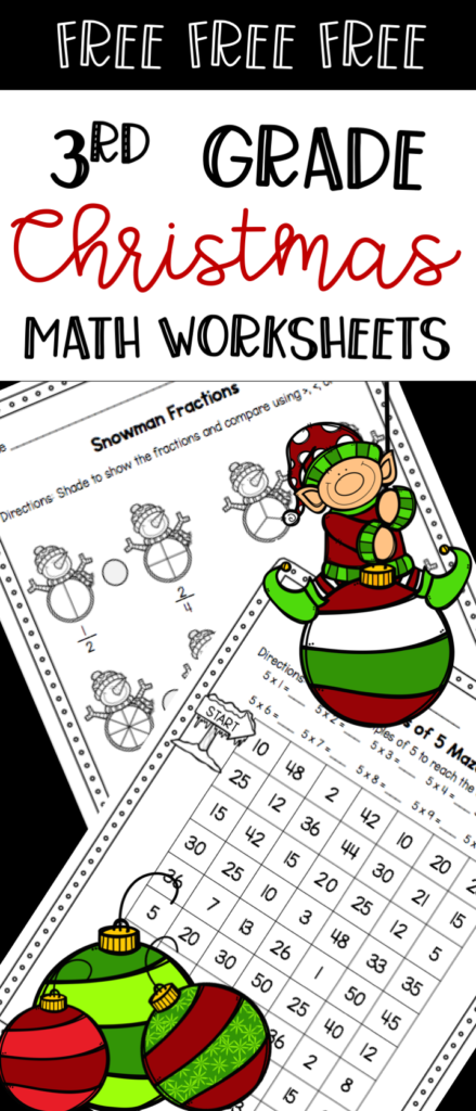 Free 3Rd Grade Christmas Math Worksheets   Comparing