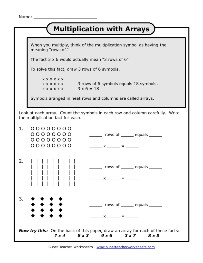 Free Array Worksheets Pictures   2Nd Grade Free Preschool