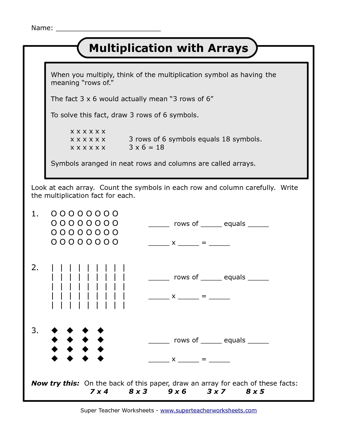 Free Array Worksheets Pictures - 2Nd Grade Free Preschool