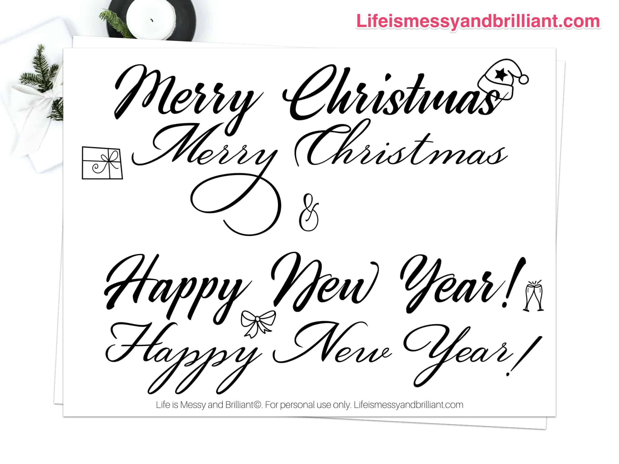 Free Christmas And New Year Hand Lettering Practice Worksheets