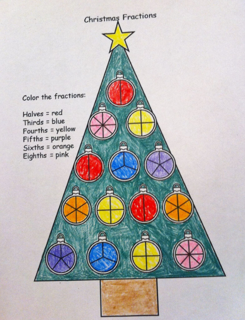 Free Christmas Fraction Worksheet! | Christmas Third Grade