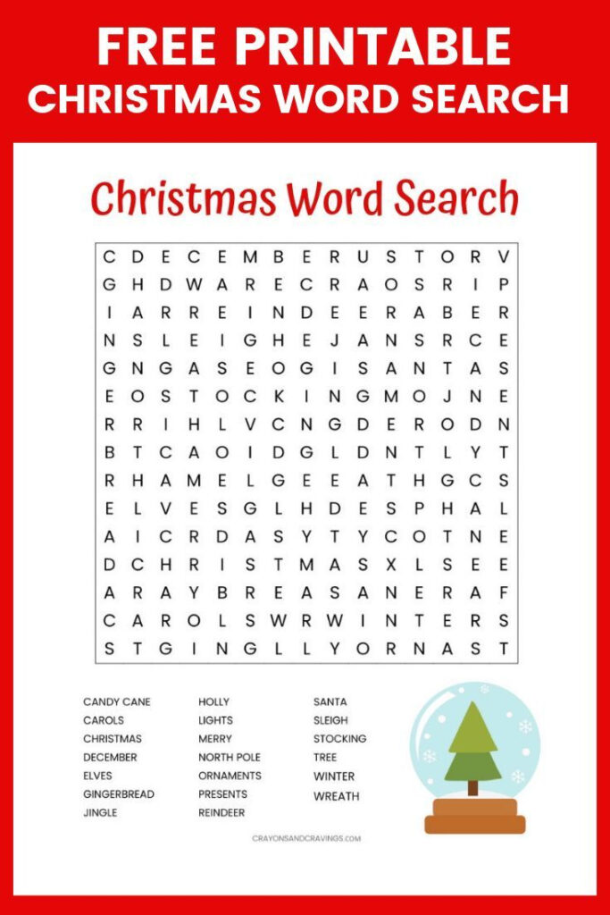 Free Christmas Word Search Printable Worksheet With 20