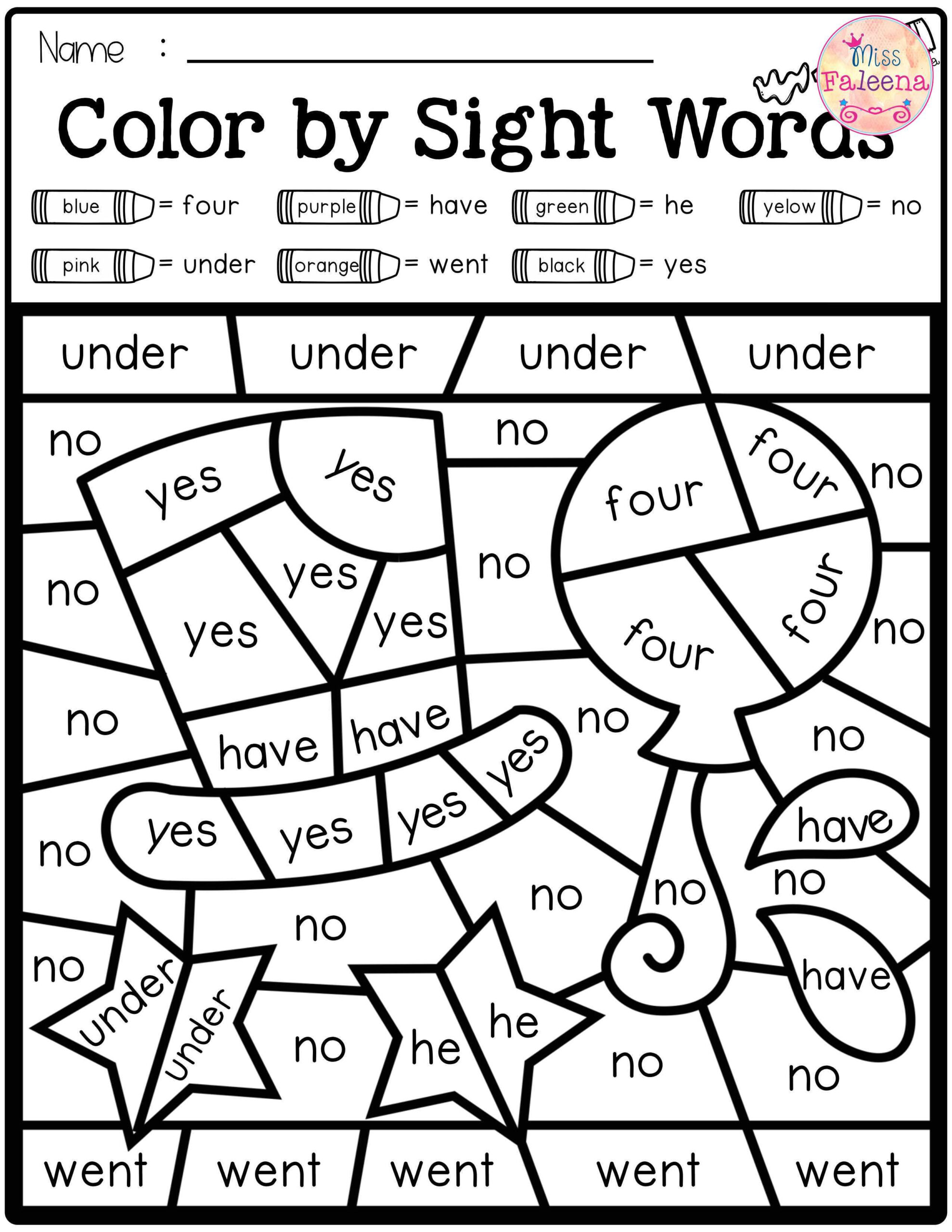 Free Colorcode -Sight Words Primer | Sight Words