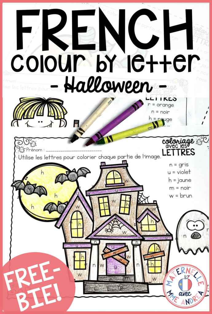 Free French Colourletter Halloween Worksheets. Help Your