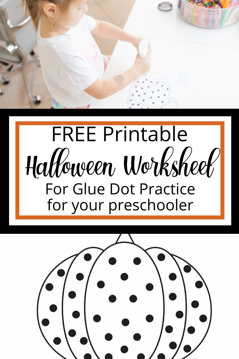 Free Glue Dot Practice Halloween Worksheet - Mamma Bear Says