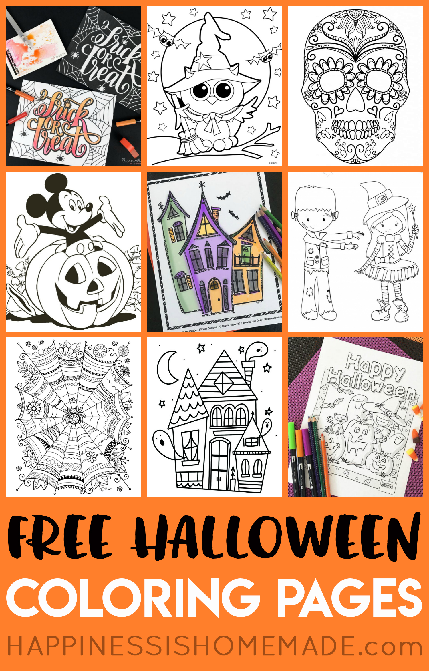 Free Halloween Coloring Pages For Adults &amp;amp; Kids - Happiness