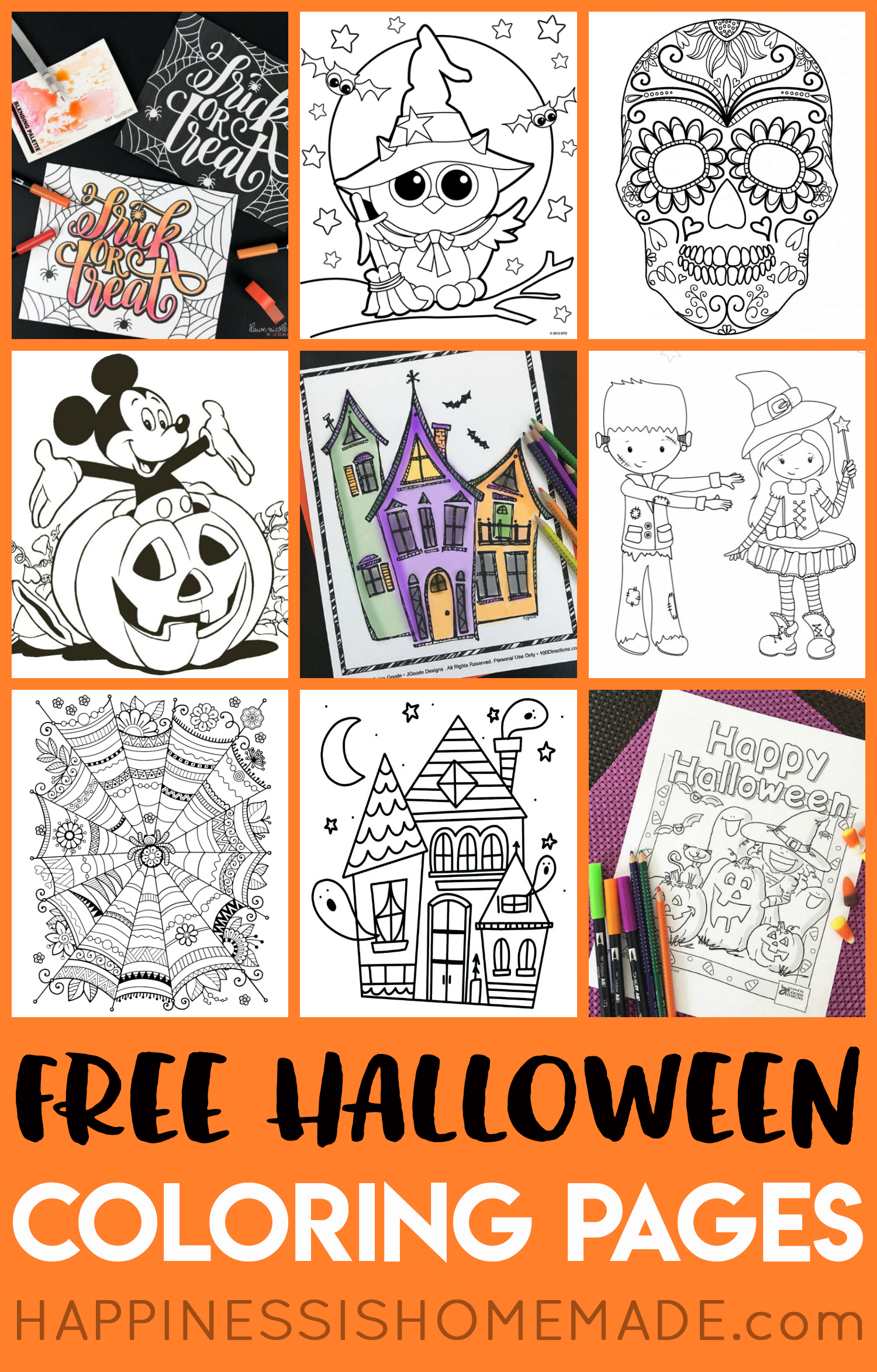 Free Halloween Coloring Pages For Adults & Kids - Happiness