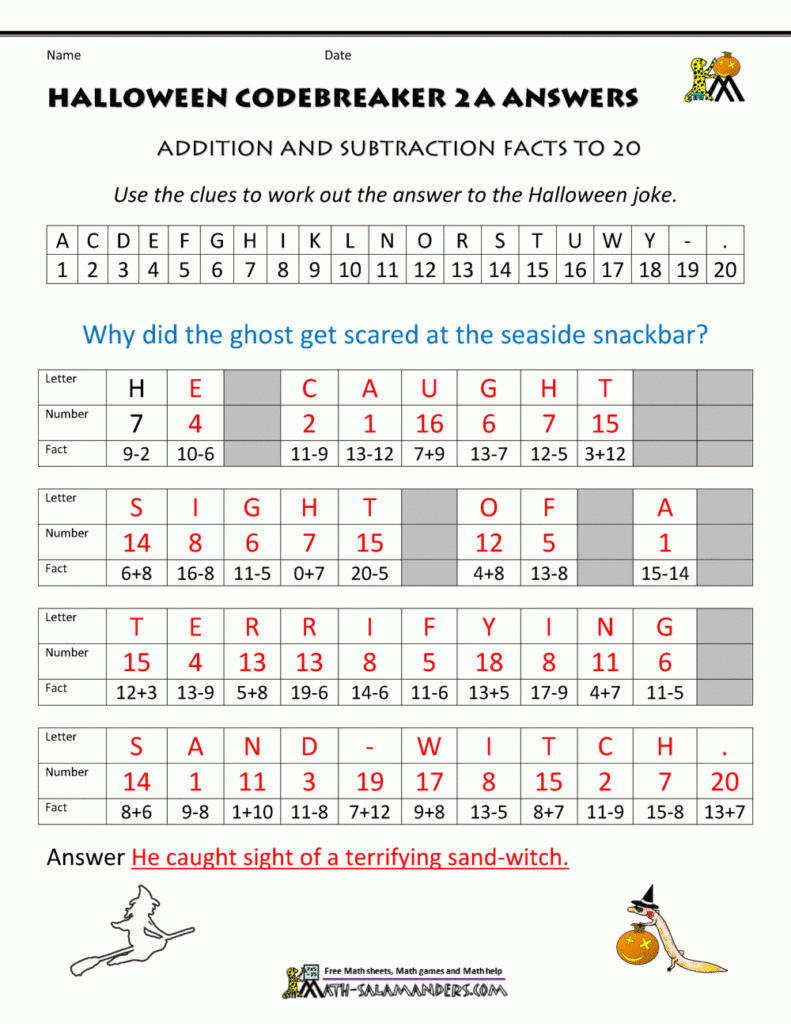 Free Halloween Math Worksheets