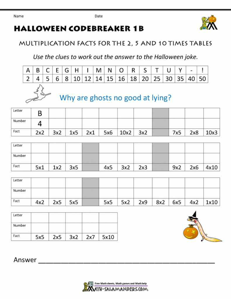 Free Halloween Math Worksheets