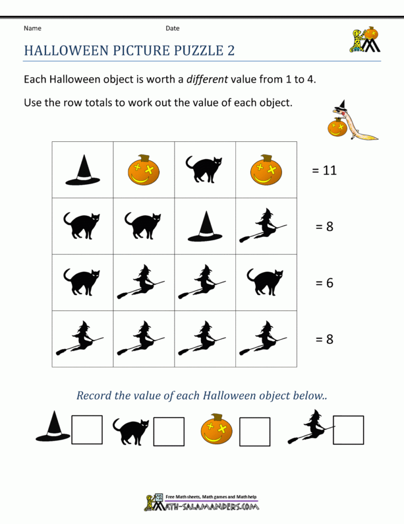 Free Halloween Math Worksheets