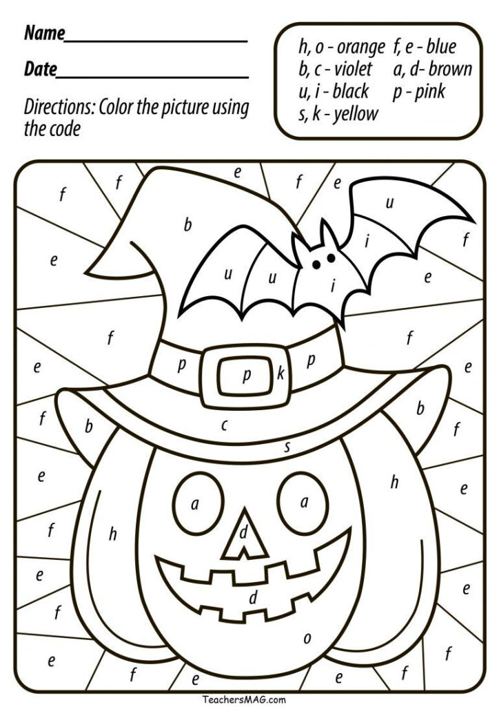 Free Halloween Pumpkin Colornumber/letter For Preschool