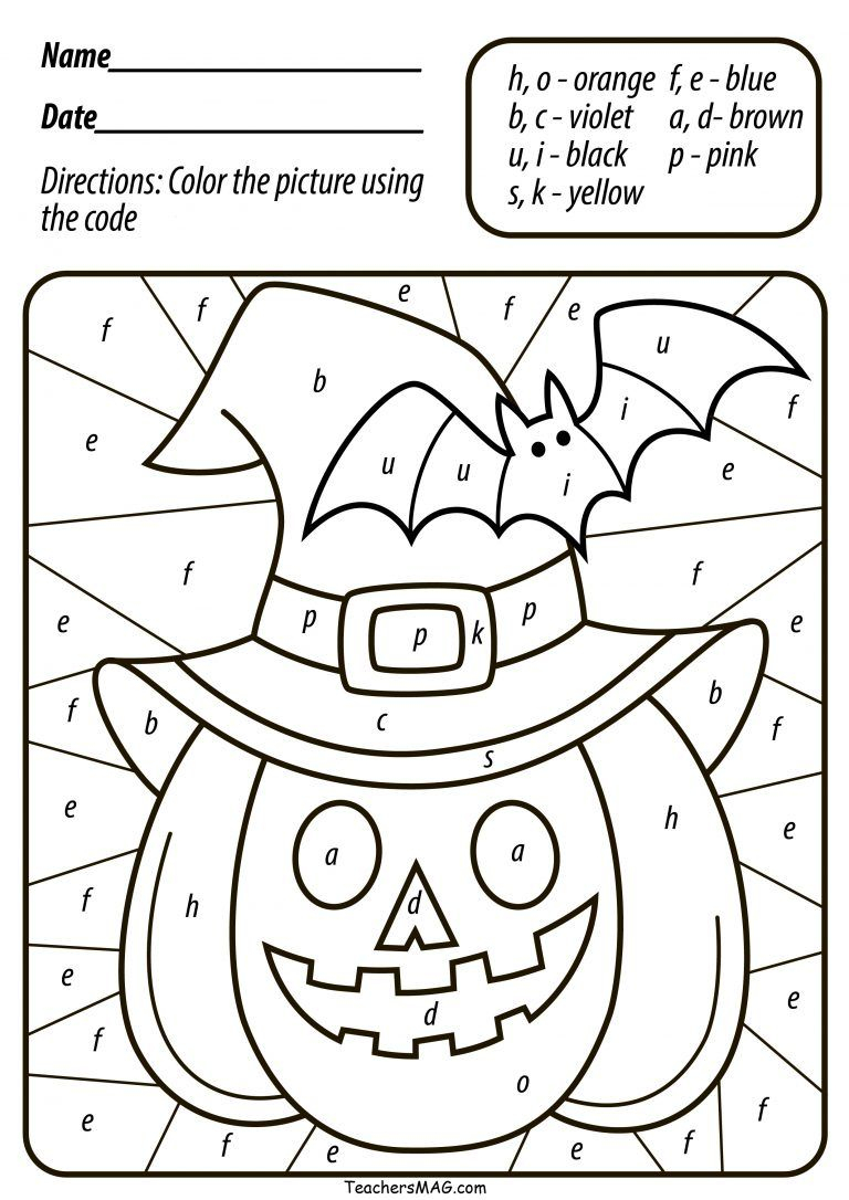 Free Halloween Pumpkin Colornumber/letter For Preschool