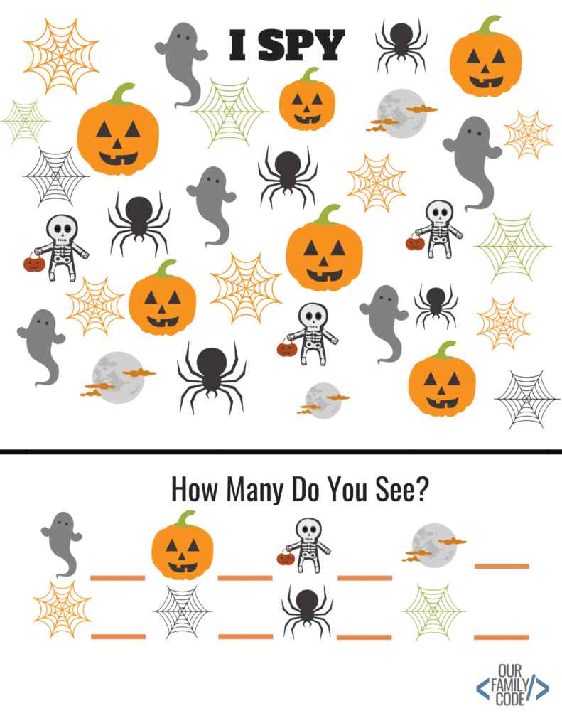 Free Halloween Worksheets For Kids! | Our Family Code