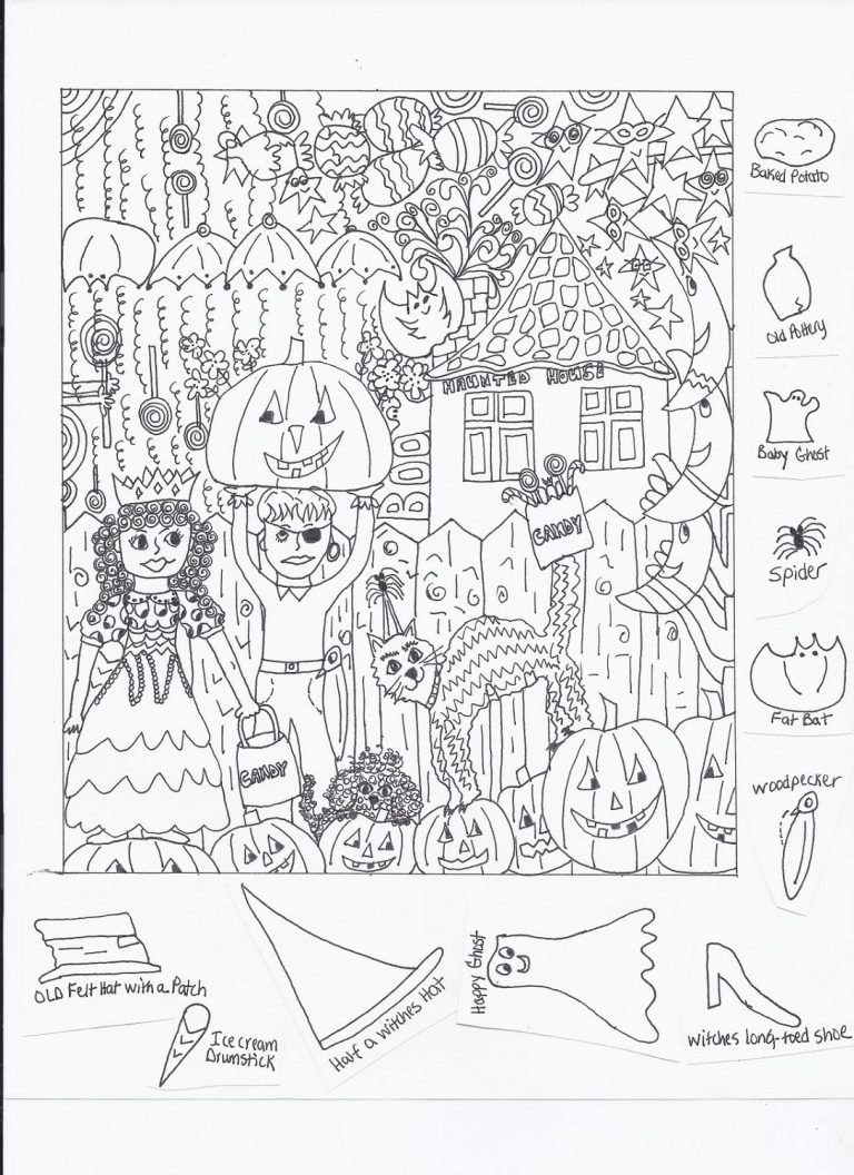 Halloween Hidden Objects Worksheets