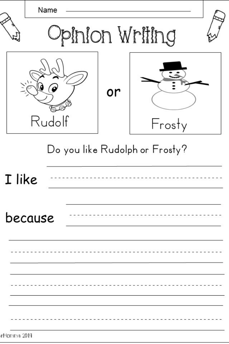 Free Kindergarten Christmas Writing Worksheet - Kindermomma