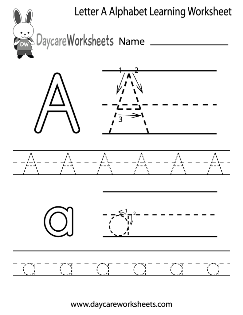 Free Letter A Alphabet Learning Worksheet For Preschool Intended For Letter A Worksheets For Toddlers