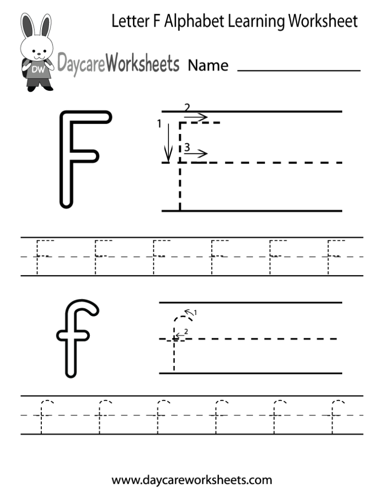 Free Letter F Alphabet Learning Worksheet For Preschool Regarding Letter F Worksheets For Preschool Pdf