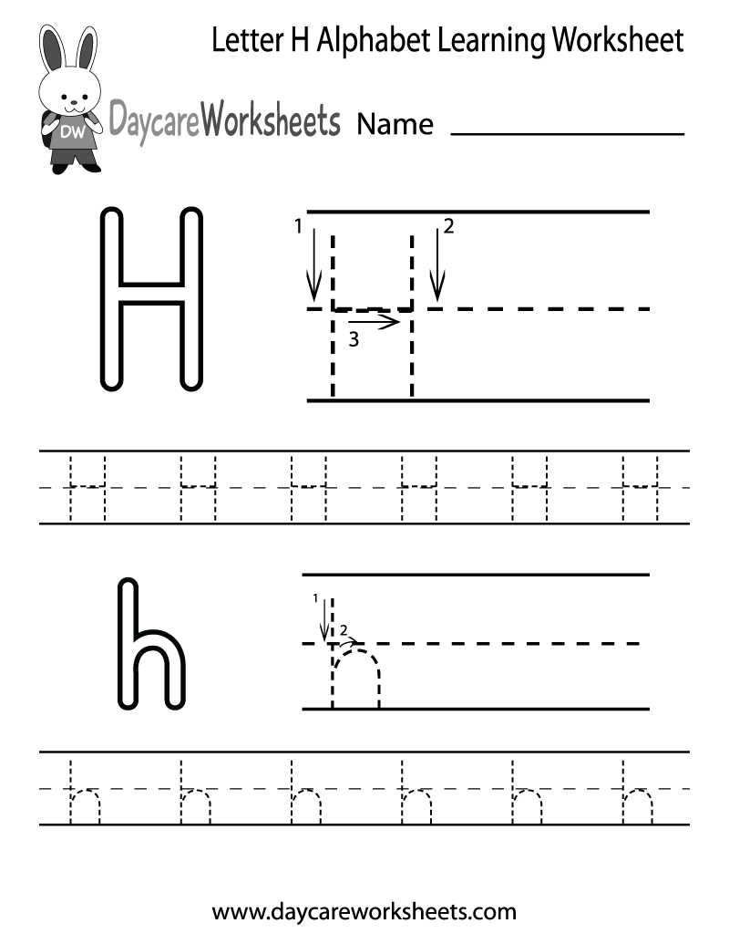 Free Letter H Alphabet Learning Worksheet For Preschool regarding Letter H Worksheets For Preschool