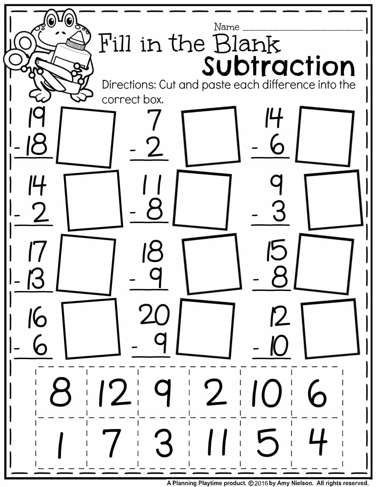 Free Math Worksheets First Grade Subtraction Single Digit