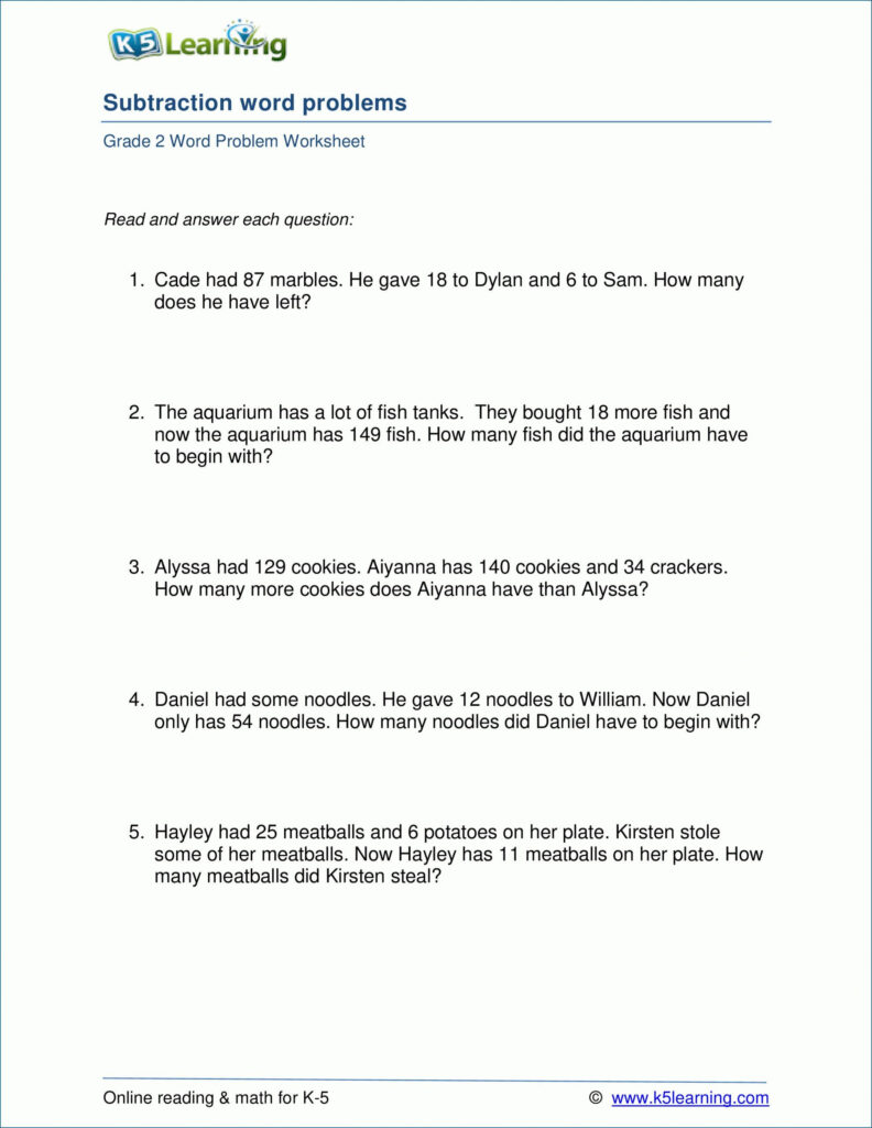 Free Math Worksheets For 4Th Grade Word Problems