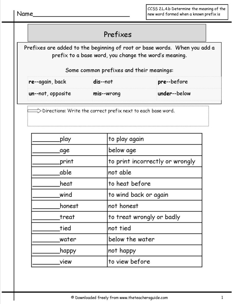 Free Prefixes And Suffixes Worksheets From The Teacher Guide