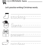 Free Preschool Christmas Writing Worksheet | Christmas
