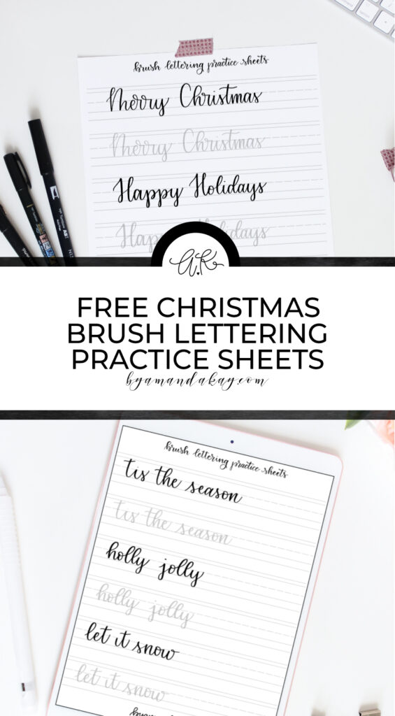 Free Printable Christmas Brush Lettering Practice Sheets