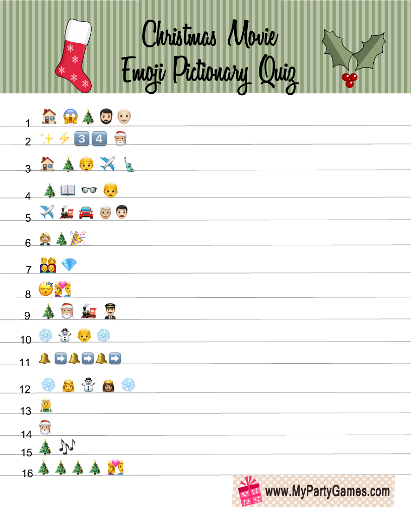 Free Printable Christmas Movie Emoji Pictionary Quiz