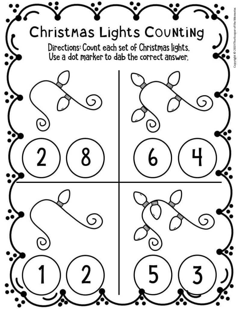 Free Printable Counting Christmas Preschool Worksheets